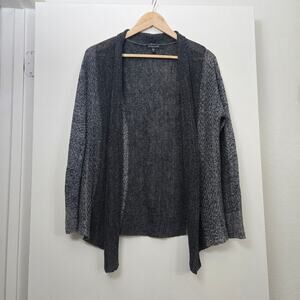 Eileen Fisher 100% Linen Open Cardigan Size M Petite Two Tone Gray Lagenlook